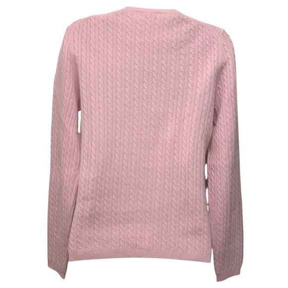 Anne Klein Sport 100% Cashmere Cable Knit Sweater Size L Pink Quiet Luxury Soft - Picture 2 of 5